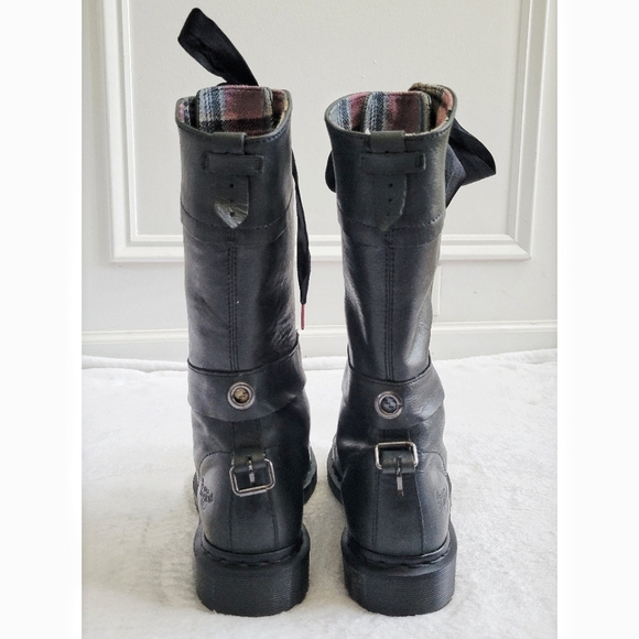 Dr. Martens Triumph Dark Green Combat Foldover Boots with Ribbon Laces Size 8 - Picture 11 of 14